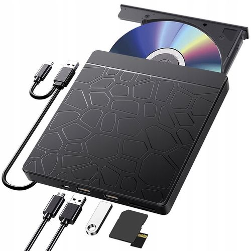 Zewnętrzna nagrywarka napęd na płyty CD DVD Hub SD TF USB 3.0 do laptopa na Arena.pl