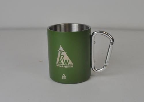 Kubek aluminiowy z karabińczykiem, logo, grawer 250ml 50szt. zielony na Arena.pl