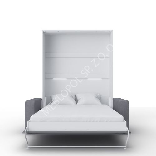 Półkotapczan MEBLOPOL 140V pionowy z sofą b./szary połysk z LED na Arena.pl