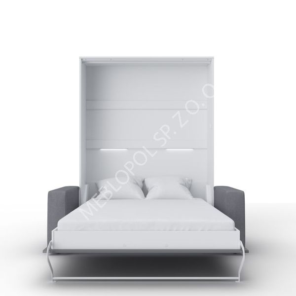 Półkotapczan MEBLOPOL 140V pionowy z sofą b./szary połysk z LED zdjęcie 2