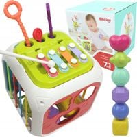 ZABAWKA SENSORYCZNA 7w1 KOSTKA SORTER CYMBAŁKI KLOCKI EDUKACYJNA