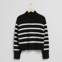 & Other Stories Sweter z wełny merynosów i wełny w czarno-białe paski