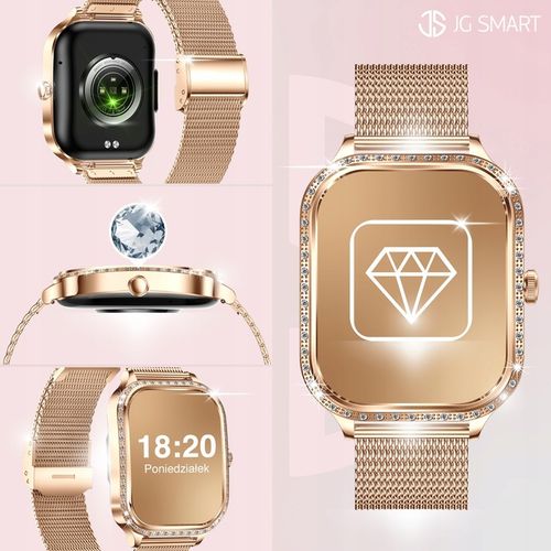 SMARTWATCH DLA KOBIETY DAMSKI ZEGAREK ROZMOWY MENU POLSKIE PULS + 3 PASKI na Arena.pl