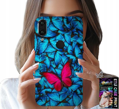ETUI DO HUAWEI P SMART 2019 - NIEBIESKIE MOTYLKI, MOTYL, KOBIECE WZORY na Arena.pl
