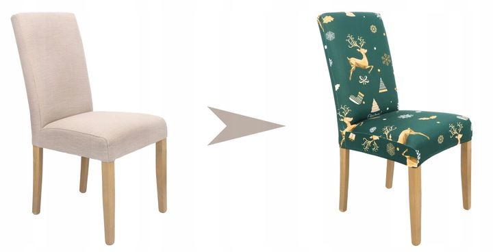 ZESTAW 6 SZT POKROWIEC NA KRZESŁO ZIELONY ŚWIĄTECZNE WZORY ELASTYCZNY zdjęcie 15