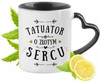 Kubek Czarny Z Uszkiem W Kształcie Serca Dla Tatuatora Na Prezent