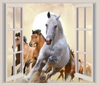 FOTOTAPETA 3D OKNO widok konie niebo pustynia