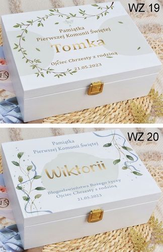 PUDEŁKO białe KOMUNIA prezent NADRUK pamiątka IMIĘ na Arena.pl