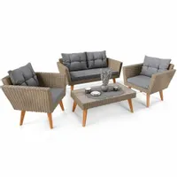 Meble ogrodowe wygodny zestaw wypoczynkowy technoratanowy stolik fotel sofa