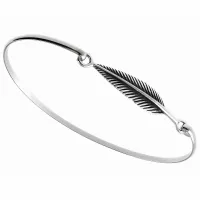 ELEGANCKA SREBRNA SZTYWNA BRANSOLETKA CELEBRYTKA LIŚĆ LISTEK SREBRO 925