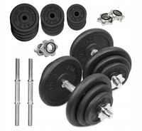 HANTLE ŻELIWNE 2x20kg regulowane gryf Talerze zestaw do treningu 40kg