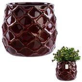 Doniczka osłonka ceramiczna ozdobna struktura Ø15 cm H 15 cm czerwona