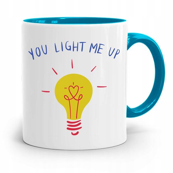 Kubek Błękitny Dla Elektryka You Light Me Up Z Nadrukiem Ze Zdjęciem zdjęcie 1