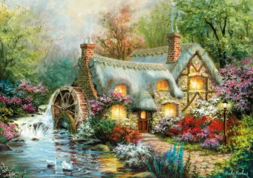 Puzzle 1500 elementów. High Quality Collection. Chata z młynem na Arena.pl