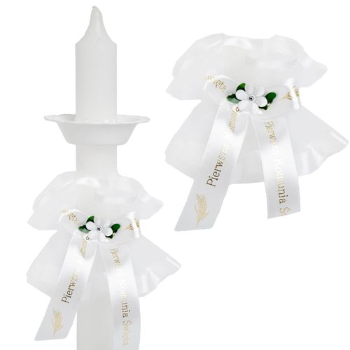 Biały stroik na świece do komunii SS-02 na Arena.pl