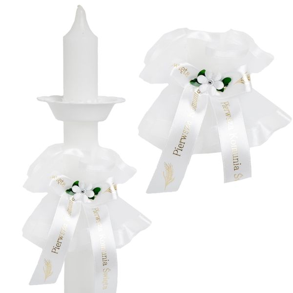Biały stroik na świece do komunii SS-02 zdjęcie 2