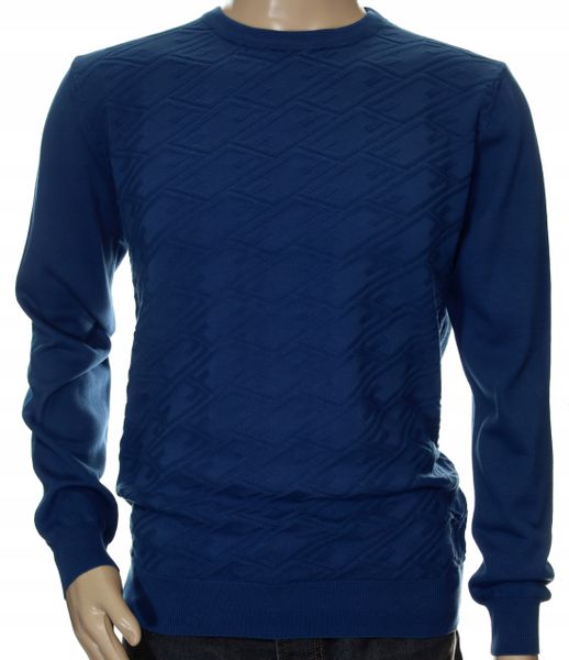 STROKERS klasyczny sweter męski ze wzorem tłoczonym L indygo zdjęcie 1