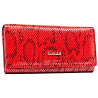 czerwony portfel damski na zatrzask z wężowym wzorem - cavaldi