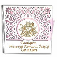 pudełko na pieniądze kwadrat KOMUNIA - od BABCI - Ażur 3308A-KOM1R-B