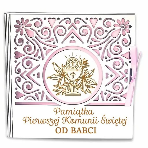 pudełko na pieniądze kwadrat KOMUNIA - od BABCI - Ażur 3308A-KOM1R-B na Arena.pl