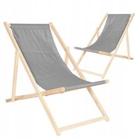 Zestaw Leżak Drewniany Plażowy Szary Bukowe Leżaki Od Producenta 2 Szt.