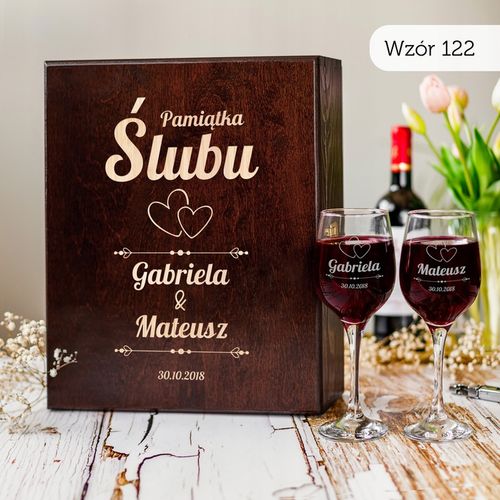 PREZENT NA ŚLUB SKRZYNKA NA WINO PREZENT ŚLUB DLA PARY MŁODEJ Z GRAWEREM na Arena.pl