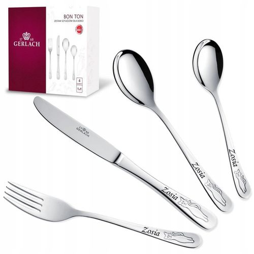 Sztućce dla Dzieci Gerlach Bon Ton Kotki Grawer Prezent na Chrzest na Arena.pl