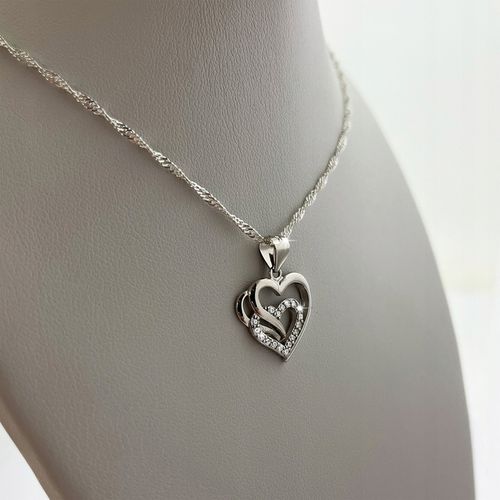 SREBRNY NASZYJNIK SERCE ŁAŃCUSZEK + ZAWIESZKA 925 PREZENT DLA NIEJ / CÓRKI na Arena.pl