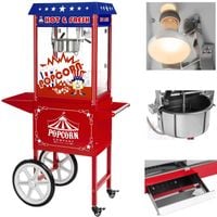 mobilna maszyna do popcornu z wózkiem na kółkach teflon 1600w