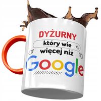 Kubek Pomarańczowy Dla Dyżurnego Wie Więcej Z Nadrukiem Ze Zdjęciem