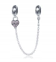 Łańcuszek Zabezpieczający Charms SREBRO 925 Rytm Serca