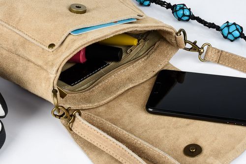 VERA PELLE torebka damska zamszowa listonoszka z klapą V449 c.jeansowa na Arena.pl