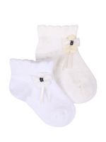 Skarpety dziewczęce bawełniane ażurowe kwiatek 2PAK 6-12 miesięcy YOCLUB