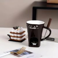 Zestaw do fondue: kubki do topienia czekolady z widelcami i europejską świeczką – Black no candles