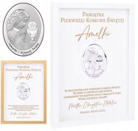 2 x Pamiątka Pierwszej Komunii Świętej Dziewczynki Srebrny Obrazek Ramka Gr