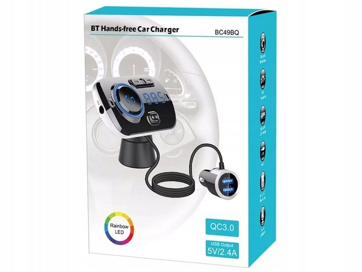 TRANSMITER BLUETOOTH FM SAMOCHODOWY SZYBKA ŁADOWARKA 2x USB AUX zdjęcie 9