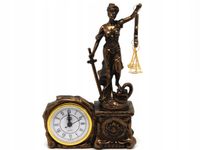Zegar z figurką Temidy z wagą mieczem brązowa Zegar Dekoracyjny Stojący