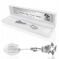 Srebrna ŁYŻECZKA 925 aniołki PREZENT na CHRZEST PAMIĄTKA CHRZTU + GRAWER