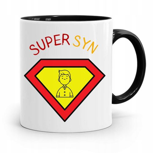 Kubek Czarny Prezent Dla Syna Dziecka Super Syn Z Nadrukiem Ze Zdjęciem na Arena.pl