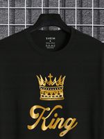 T-SHIRT MĘSKI CZARNY Z NADRUKIEM KING CASUAL SHEIN XL