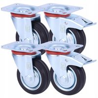 KÓŁKA OBROTOWE JEZDNE 125mm 400kg KOŁA METALOWO GUMOWE Z HAMULCEM DO