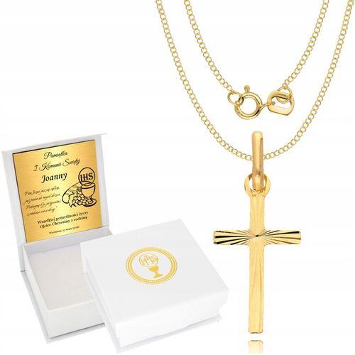 Złoty Łańcuszek 333 Krzyżyk Chrzest Komunia Grawer na Arena.pl