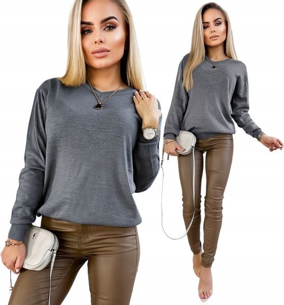 SWETER DAMSKI klasyczny dekolt V kolory zdjęcie 1