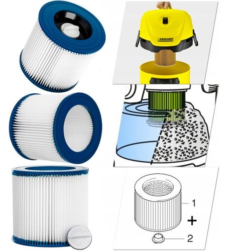10x WORKI SYNTETYCZNE+ FILTR ZMYWALNY DO ODKURZACZA KARCHER WD3 KWD3 na Arena.pl