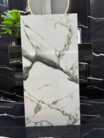 Gres biały marmur 120x60, złote i szare użylenie, REFLEKSY ZŁOTA - połysk