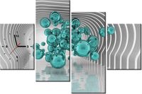 120CM 80CM ZEGAR 4 ELEM KULE FUTURYSTYCZNYM POKOJU 3D TURKUS OBRAZ ŚCIENNY