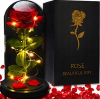 CZERWONA WIECZNA RÓŻA POD KLOSZEM LED PREZENT WALENTYNKI DZIEŃ KOBIET