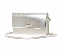 Laura Biaggi - torebka wizytowa kopertowa srebrny przetarcia + błysk JP40