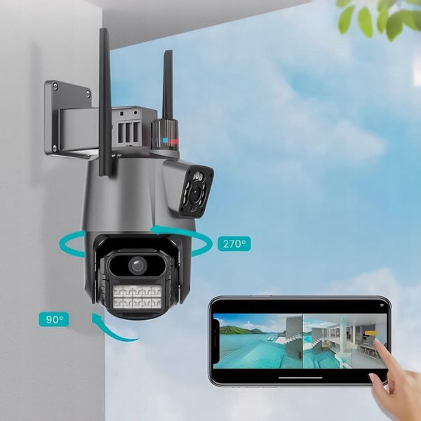 Kamera Zewnętrzna WiFi Obrotowa Podwójna Dwa Obiektywy 2x3MP zdjęcie 4