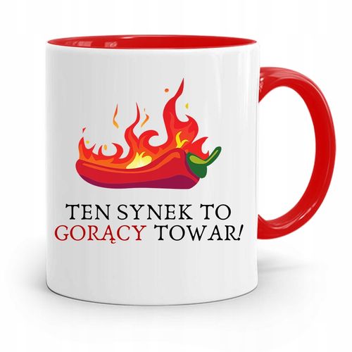 Kubek Czerwony Prezent Dla Syna Gorący Towar Z Nadrukiem Ze Zdjęciem na Arena.pl